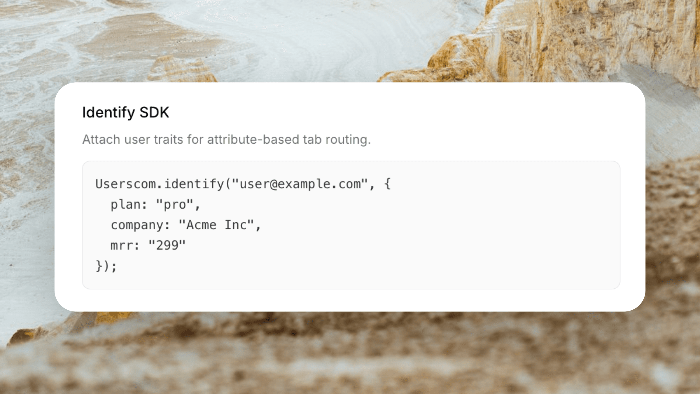 Userscom Identify SDK code snippet